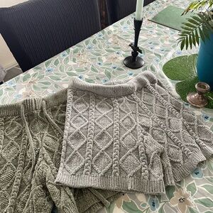 Women's Cable Knit Sweater Shorts - Olive and Grey